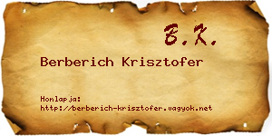 Berberich Krisztofer névjegykártya